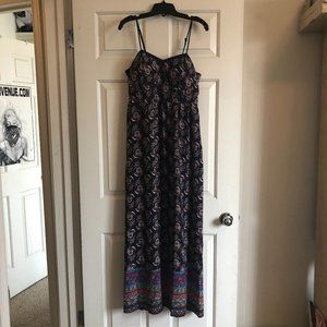 Navy Blue with Red & White Paisley Design Dress